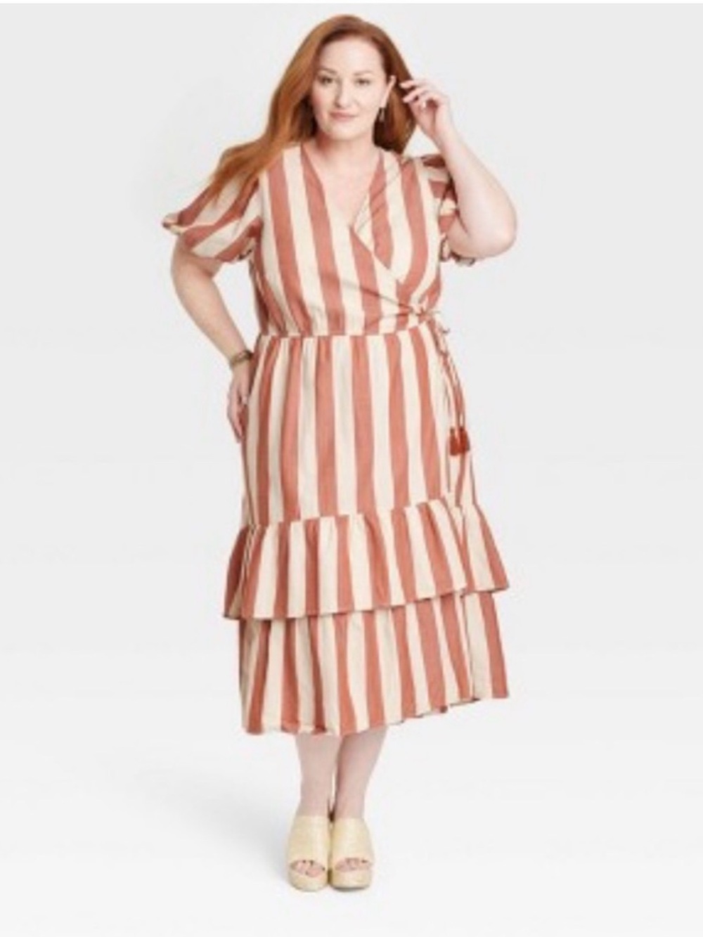 Knox Rose Striped Wrap Midi Dress Size XL